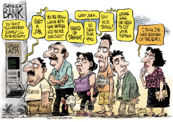 GREEK BANK ATM LINE  by Daryl Cagle