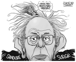 SANDERS AND CLINTON BW by John Cole