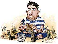 GREXIT BEGGAR  by Daryl Cagle