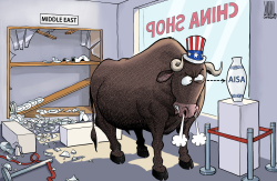 USA BULL IN THE CHINA SHOP by Luojie