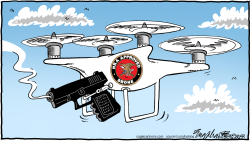 DRONE WITH GUN by Bob Englehart