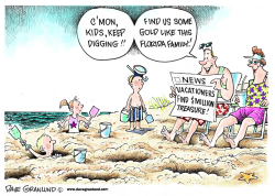FAMILY FINDS GOLD TREASURE by Dave Granlund
