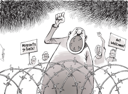NOT WELCOME IN HUNGARY  by Patrick Chappatte