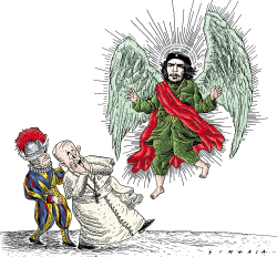 POPE FRANCIS AND CHE  by Osmani Simanca