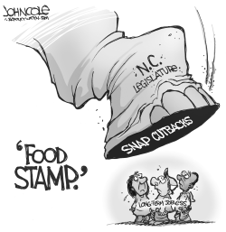 LOCAL NC  FOOD STAMP CUTS BW by John Cole