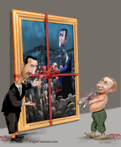 PUTIN CHANGING GIFTS WITH ASSAD by Riber Hansson