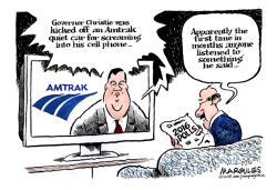 CHRISTIE KICKED OFF AMTRAK QUIET CAR  by Jimmy Margulies