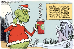 RED STARBUCKS CUP  by Rick McKee