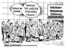 Airport screening lines by Dave Granlund