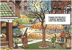 BAGGING THE LAST LEAF OF FALL- by R.J. Matson