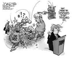 TRUMP ROUGHS UP GOP BW by John Cole