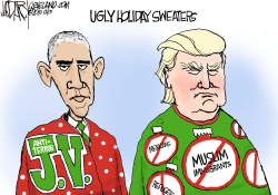 TRUMP AND OBAMA SWEATERS by Jeff Darcy