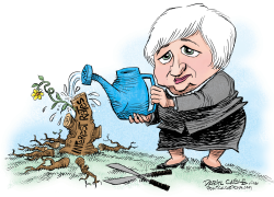JANET YELLEN RAISES INTEREST RATES  by Daryl Cagle