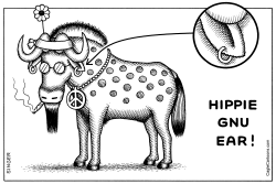 HIPPIE GNU EAR HORIZONTAL by Andy Singer