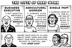 MYTH OF HARD WORK HORIZONTAL by Andy Singer