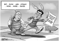 MCCONNELL AND RYAN IN THREE-LEGGED RACE by R.J. Matson