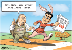 MCCONNELL AND RYAN IN THREE-LEGGED RACE- by R.J. Matson