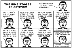 9 STAGES OF ACTIVISM HORIZONTAL by Andy Singer