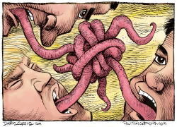REPUBLICAN FRONTRUNNERS TONGUE-TIED  by Daryl Cagle
