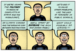 BOMB THE RICH HORIZONTAL COLOR by Andy Singer