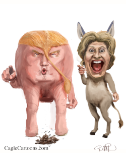 TRUM AND HILLARY AS ANIMALS by Riber Hansson