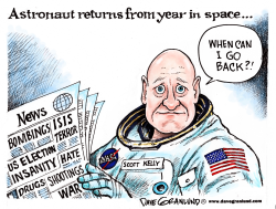 ASTRONAUT IN SPACE FOR YEAR by Dave Granlund