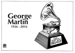 BEATLES GEORGE MARTIN, B/W by Randy Bish
