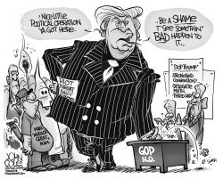 TRUMP THREATS OF VIOLENCE BW by John Cole