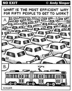 LIGHT RAIL IS MORE EFFICIENT THAN CARS by Andy Singer