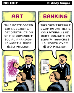 ART VERSUS BANKING COLOR VERSION by Andy Singer