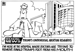 TRUMP'S ABORTION COMMENT, B/W by Randy Bish