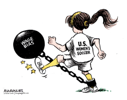 US WOMEN'S SOCCER TEAM AND WAGE DISCRIMATION COLOR by Jimmy Margulies