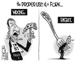 KASICH AND THE FORK BW by John Cole