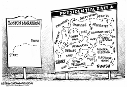 MARATHON VS POLITICAL RACE  by Dave Granlund
