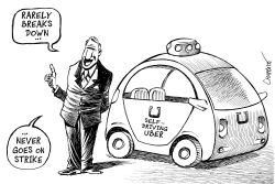 UBER IS TESTING SELF-DRIVING CARS by Patrick Chappatte