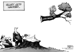 HILLARY UP A TREE by Nate Beeler