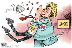 HILLARY CLINCHES  by Rick McKee