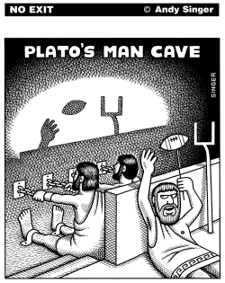 PLATO'S MAN CAVE by Andy Singer