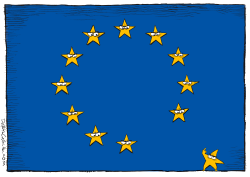 BREXIT EU FLAG FLIP-OFF  by Daryl Cagle