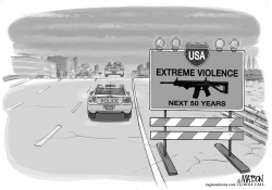 EXTREME VIOLENCE CAUTION SIGN by R.J. Matson