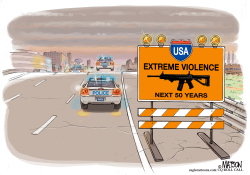 EXTREME VIOLENCE CAUTION SIGN- by R.J. Matson
