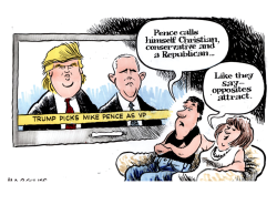 TRUMP CHOOSES PENCE VP  by Jimmy Margulies