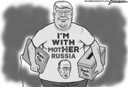 TRUMP AND RUSSIAN HACKING BW by Steve Greenberg
