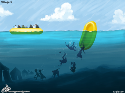 Refugees Boat by Osama Hajjaj