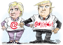 HILLARY AND TRUMP T-SHIRTS  by Daryl Cagle