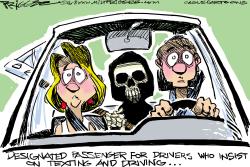 DISTRACTED DRIVING  by Milt Priggee