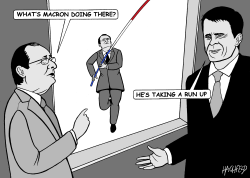MACRON TAKES A RUN UP by Rainer Hachfeld