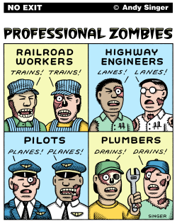 PROFESSIONAL ZOMBIES COLOR VERSION by Andy Singer