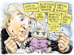 TRUMP AND HILLARY VOODOO DOLL  by Daryl Cagle
