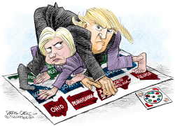 HILLARY AND TRUMP TWISTER  by Daryl Cagle